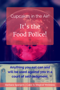 flashing police light with text overlay: "Cupcakes in the Air! It's the Food Police!"