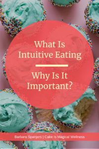 Cupcakes with aqua icing and sprinkles with words "What Is Intuitive Eating and Why Is It Important?"